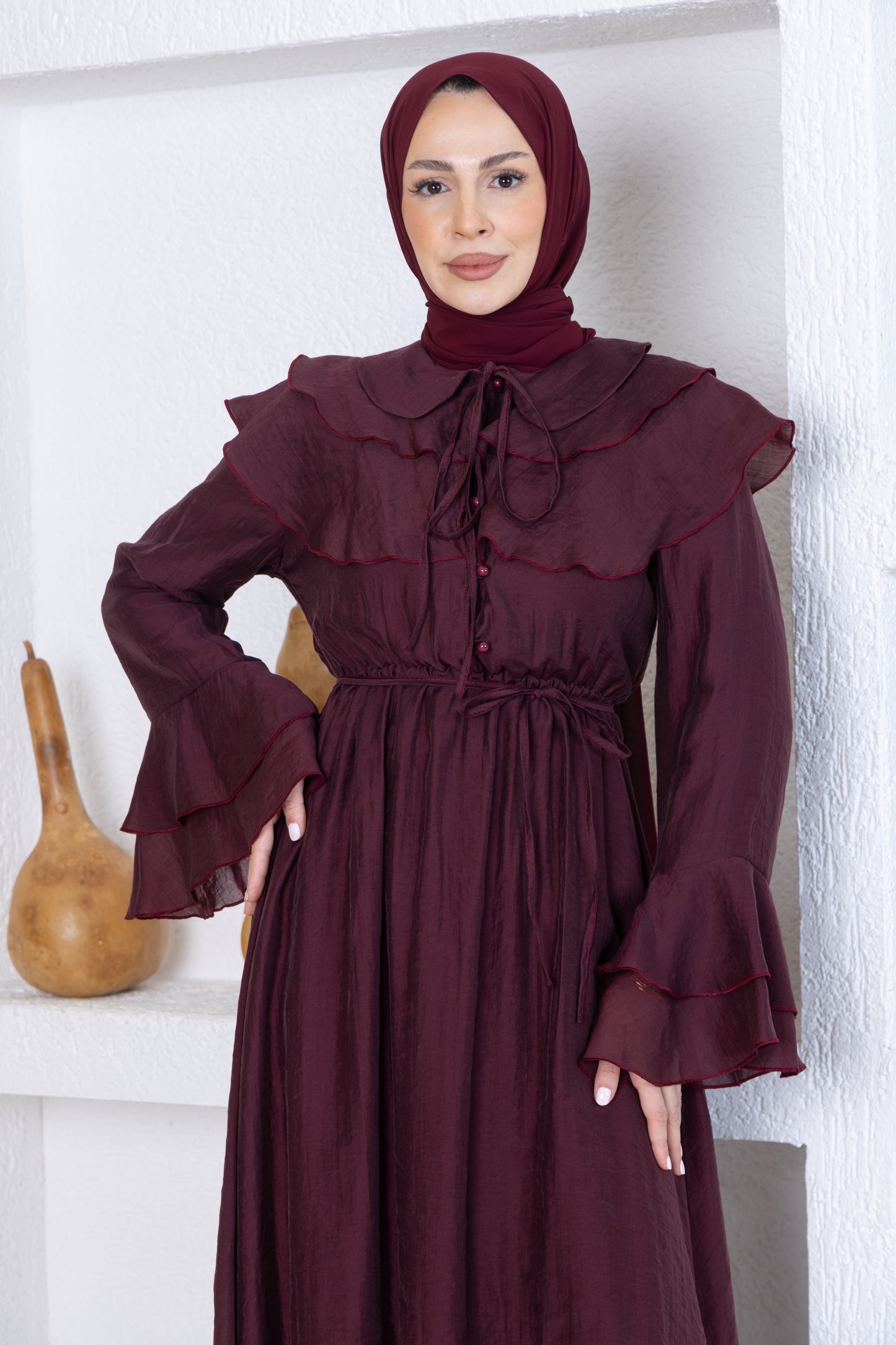 DUBAI KLEID BORDEAUXROT