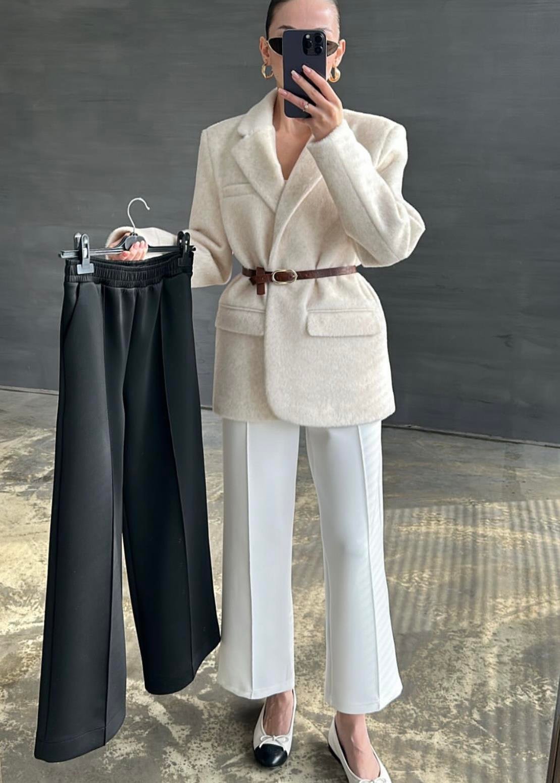 Elegant Scuba Wide-Leg Trousers