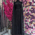 Luxuriöses Abendkleid in Schwarz mit Perlen- und Paillettenstickerei
