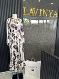 Romantisches Maxikleid mit floraler Note in Weiß -Lila