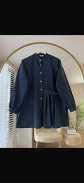 Elegante Longbluse mit Gürtel-Detail in Navy