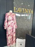Elegantes Plissee-Kleid in Rosé-Marmoroptik