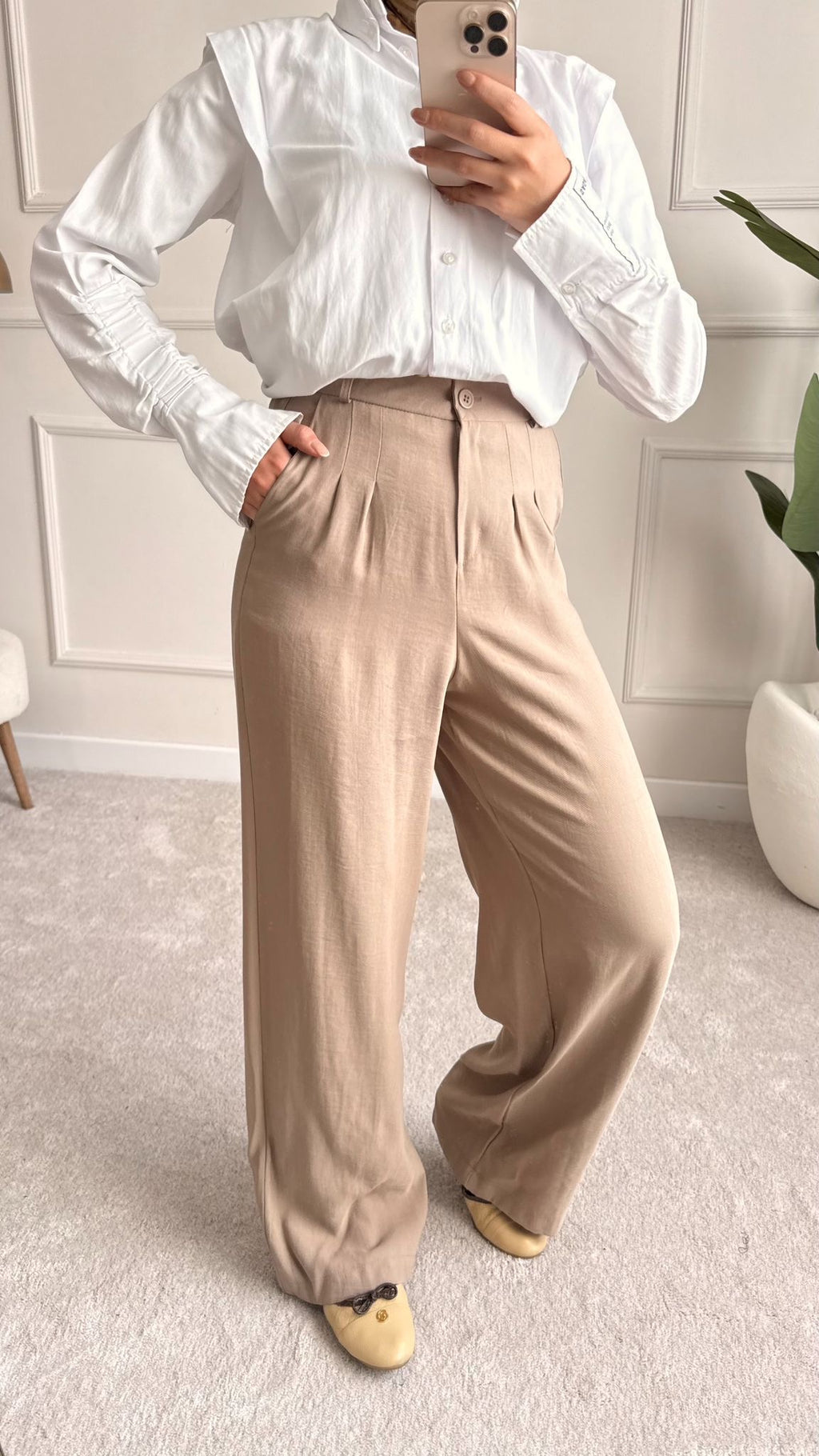 Elegante Wide-Leg-Hose in Beige