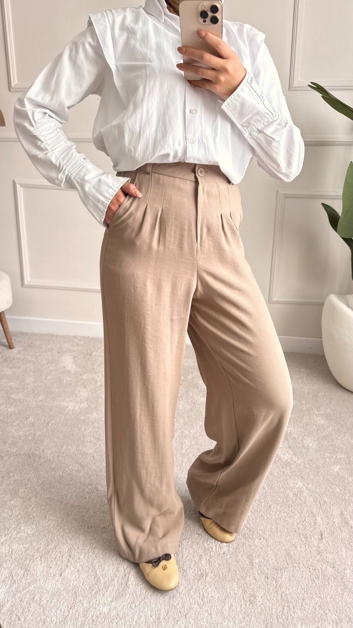 Elegante Wide-Leg-Hose in Beige
