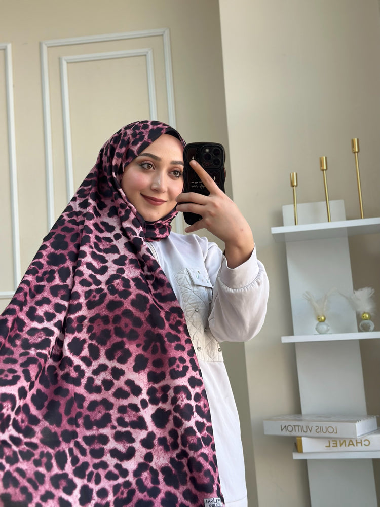Leopardenmuster Baumwoll-Soft-Schal in Rosa