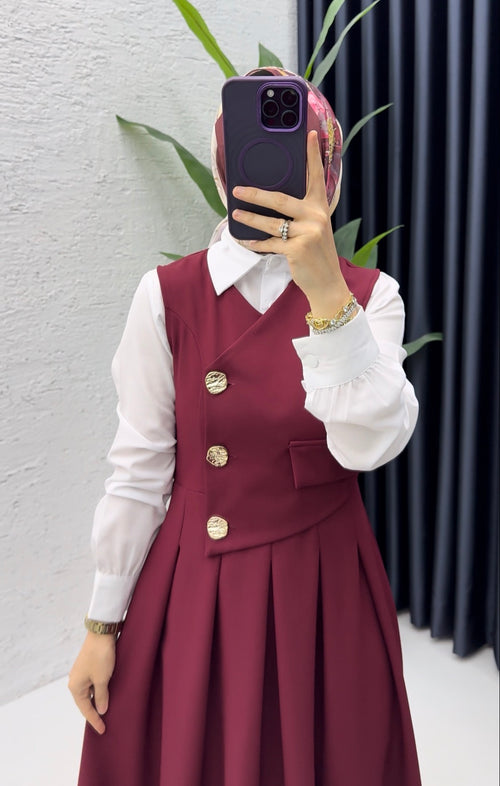 Afitap Strappy Dress in Bordeaux
