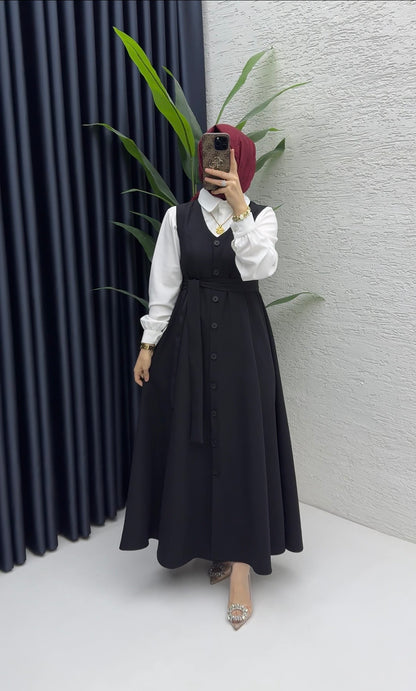 Kübra Trägerkleid in Schwarz