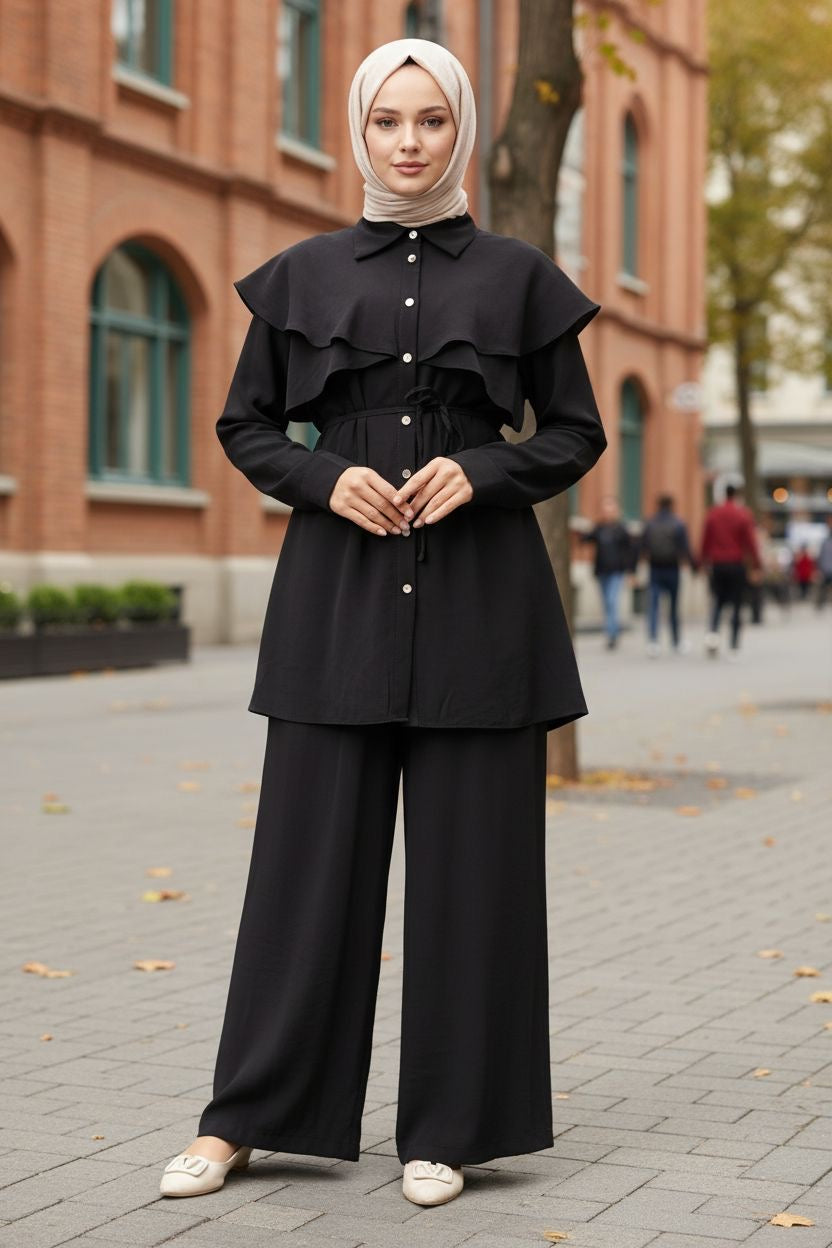 Zweiteiler mit Hose in schwarz