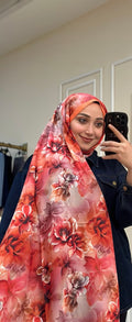 Flower Baumwoll-Soft-Schal in Orange