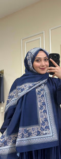 Foulard Nazen en coton doux, bleu foncé