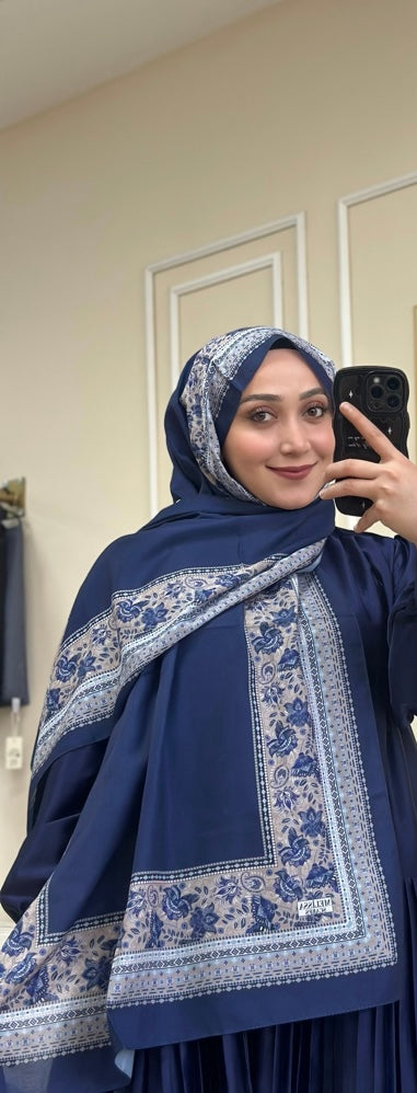 Foulard Nazen en coton doux, bleu foncé