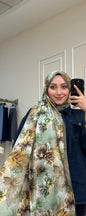 Flower Cotton Soft Scarf in Olive Green