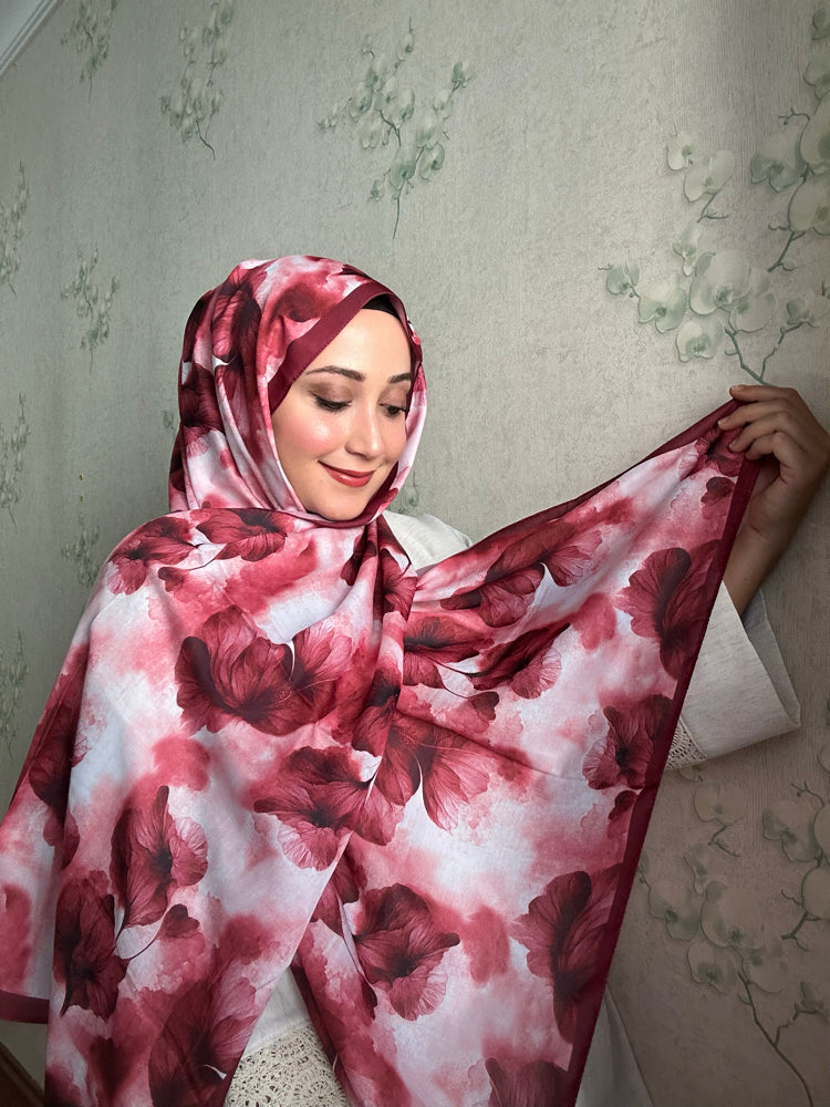 Écharpe douce en coton Hazan bordeaux