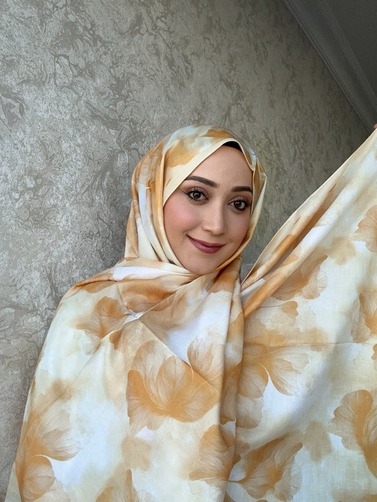 Écharpe douce Hazan en coton jaune
